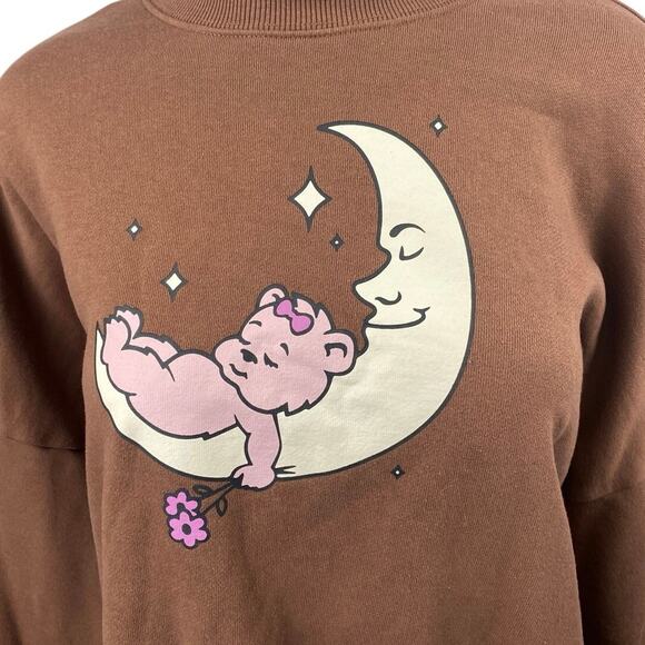 PacSun Teddy Baby Brown Long Sleeve Oversized Graphic Sweatshirt Sweater Top OS - Picture 3 of 5